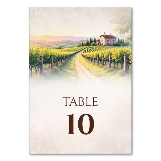 Romantische Vineyard Rustieke Trouwtafel Nummer Kaart (Achterkant)