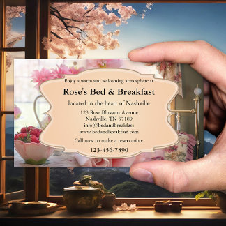 Romantische vintage bed and breakfast visitekaart visitekaartje