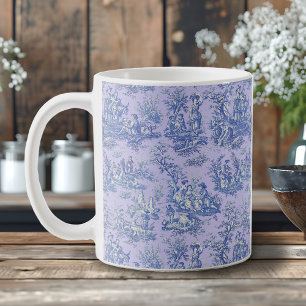 Romantische vintage blauwe paarse Toile de Jouy Koffiemok