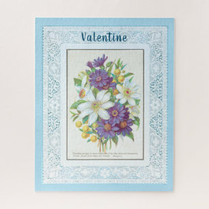 Romantische Vintage Bloemen Kant Rand Valentijn Legpuzzel