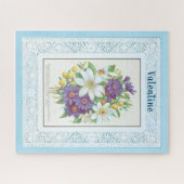 Romantische Vintage Bloemen Kant Rand Valentijn Legpuzzel (Horizontaal)