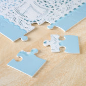 Romantische Vintage Bloemen Kant Rand Valentijn Legpuzzel (Zijkant)