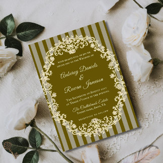 Romantische Vintage Bloemige Monogram Huwelijk Kaart