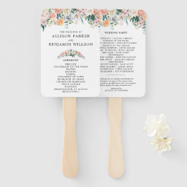 Romantische Vintage Blush Bloemen Huwelijksprogram Handwaaier