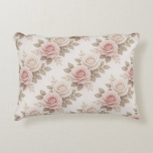 🌸 Romantische Vintage Blush Bloemrijke Tuinstijl Accent Kussen