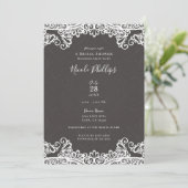 Romantische Vintage Boho Kant Bruine Bruiloftsshow Kaart (Staand voorkant)