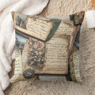 Romantische Vintage Briefcollage met Rozen Kussen