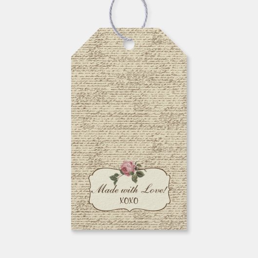 Romantische vintage bruiloft gast gunst cadeaulabel (Achterkant)