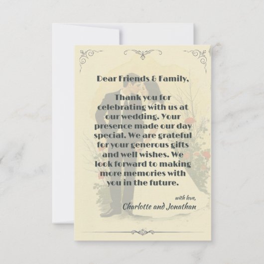 Romantische vintage bruiloft paar kunst (Achterkant)