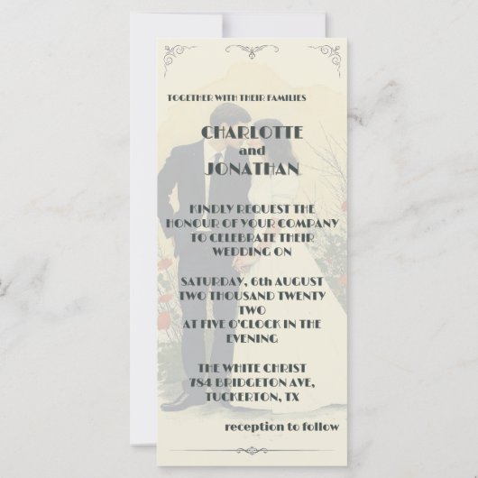 Romantische vintage bruiloft paar kunst (Achterkant)