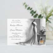 Romantische vintage bruiloft save the date (Staand voorkant)