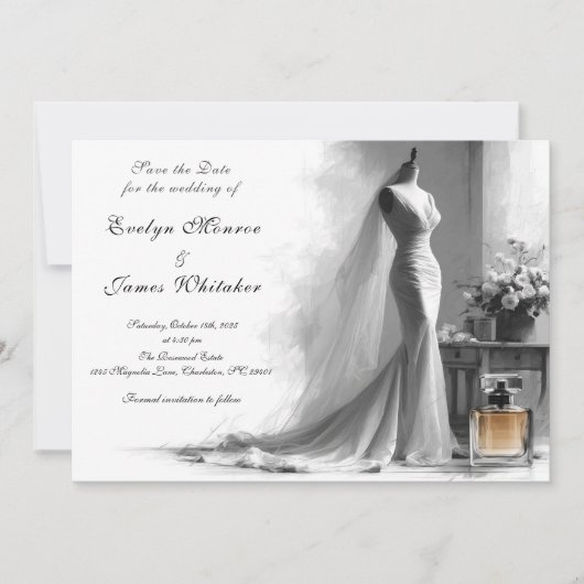 Romantische vintage bruiloft save the date (Voorkant)