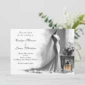 Romantische vintage bruiloft save the date (Staand voorkant)