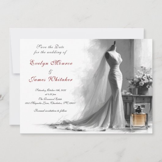 Romantische vintage bruiloft save the date kaart (Voorkant)