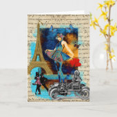 Romantische vintage collage van Parijs Kaart (Gele Bloem)