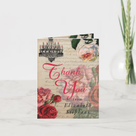 Romantische Vintage Ephemera Floral Dank u Bedankkaart