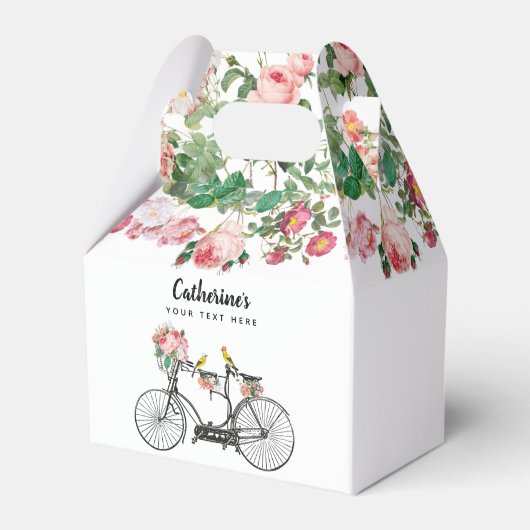 Romantische vintage fiets bloemen vogels bedankdoosjes (Voorkant Zijde)