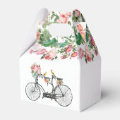 Romantische Vintage Fiets Bloemen & Vogels Bruilof Bedankdoosjes (Achterkant)
