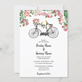 Romantische vintage fiets bloemen & vogels bruilof kaart