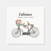 Romantische Vintage Fiets Bloemen Vogels