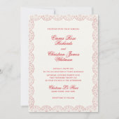 Romantische vintage kader rood blozen bruiloft kaart (Voorkant)