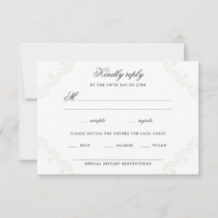 Romantische Vintage Kant Bruiloft RSVP Kaartje