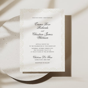 Romantische vintage kantprint trouwuitnodiging kaart