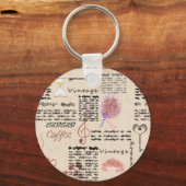 Romantische vintage krant sleutelhanger (Voorkant)