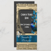 Romantische vintage Parijs huwelijksprogramma Programmakaart (Voorkant / Achterkant)