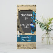 Romantische vintage Parijs huwelijksprogramma Programmakaart (Staand voorkant)