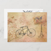 Romantische Vintage Parijs in Lentenkolage Briefkaart (Voorkant / Achterkant)