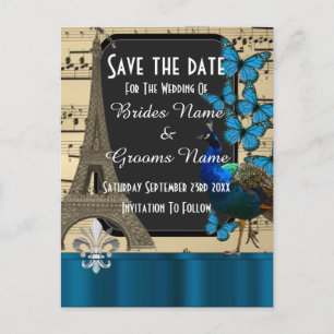 Romantische vintage Parijs save the date Aankondigingskaart