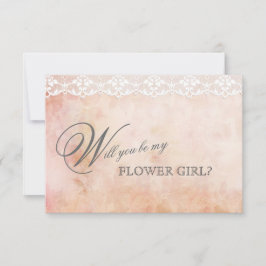 Romantische Vintage Roos Kant BE MIJN BLOEMENMEISJ Kaart