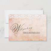 Romantische vintage roos kant BE MY BRIDESMAID Kaart (Voorkant)