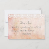 Romantische vintage roos kant BE MY BRIDESMAID Kaart (Achterkant)