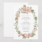 Romantische Vintage Roze Rozen Bruiloft Kaart (Voorkant / Achterkant)