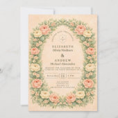 Romantische Vintage Rozen Boog Bruiloft Kaart (Voorkant)
