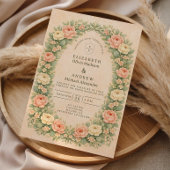 Romantische Vintage Rozen Boog Bruiloft Kaart