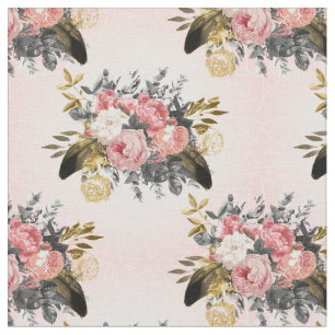 Romantische vintage rozen en geometrisch ontwerp stof