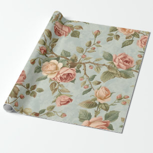 Romantische Vintage Rozentuin Cadeaupapier
