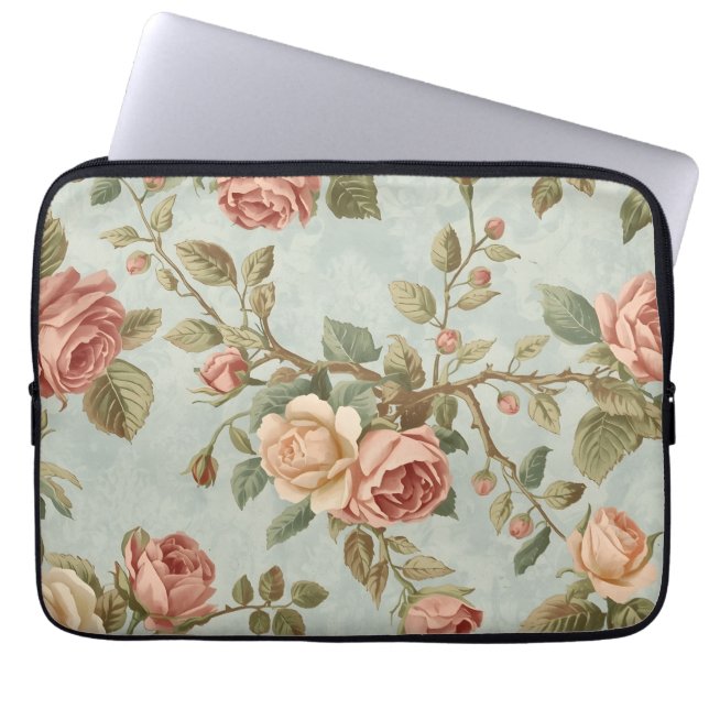 Romantische Vintage Rozentuin Laptop Sleeve (Voorkant)