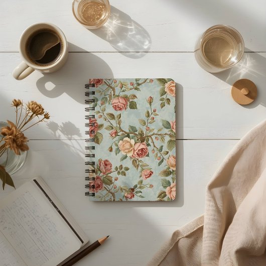 Romantische Vintage Rozentuin Notitieboek