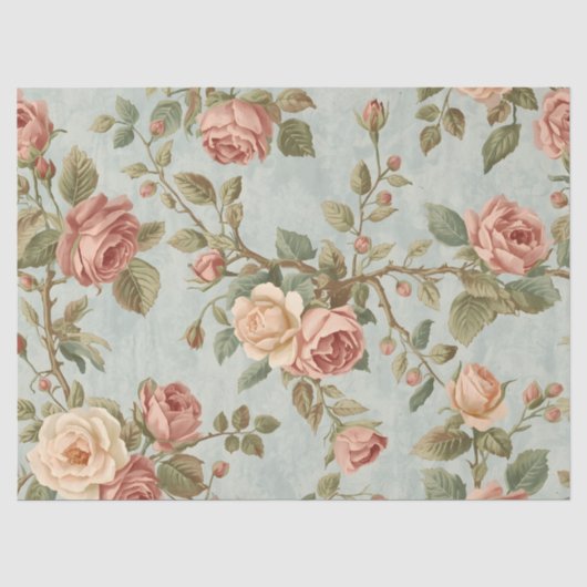 Romantische Vintage Rozentuin Tissuepapier (Voorkant)