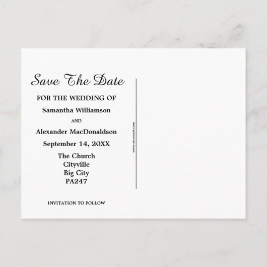 Romantische vintage save the date aankondigingskaart (Achterkant)