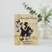 Romantische vintage save the date aankondigingskaart (Staand voorkant)