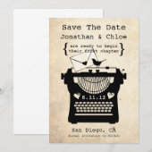 Romantische Vintage Schrijfmachine STD Aankondigin Save The Date (Voorkant / Achterkant)
