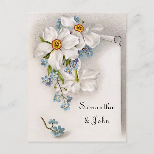 Romantische Vintage sparen de Datum Aankondigingskaart (Voorkant)