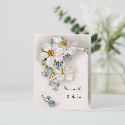 Romantische Vintage sparen de Datum Aankondigingskaart (Staand voorkant)