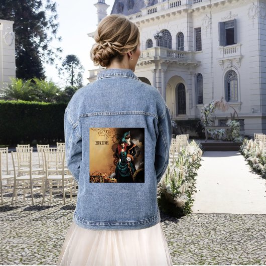 Romantische vintage steampunk Victoriaanse bruilof Denim Jacket