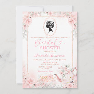 Romantische Vintage Theepartij Bruidsfeest Bloemen Kaart